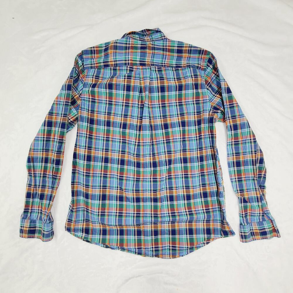 Ralph Lauren Boys Plaid Long Sleeve Button Down Preppy Classic Blue Orange XL - Picture 2 of 8